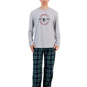 Club room Men's Plaid Fleece Pajama Top & Pants Set